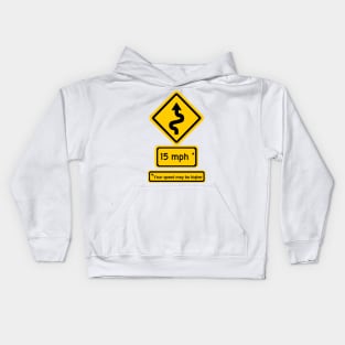 windy road speed sign (mph) Kids Hoodie